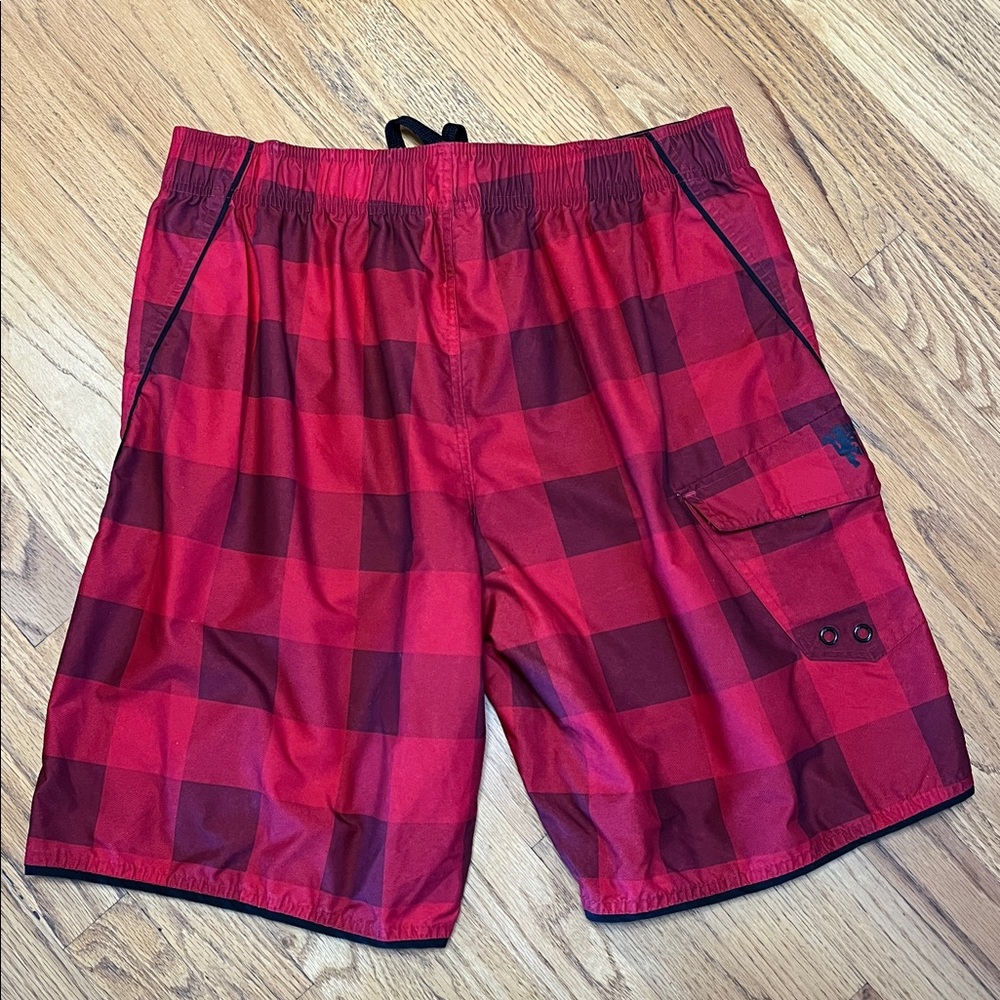 Manchester United Board Short/Swimmers Red Black w/Pocket & Logo Men's Size 36 - Picture 5 of 10